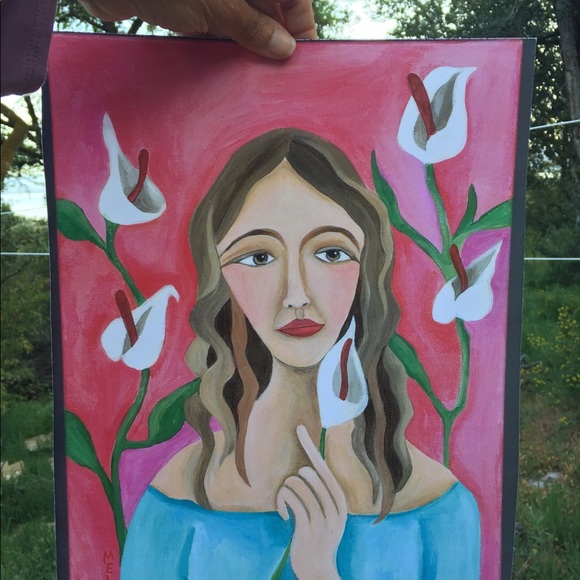 LARGE PRINT Girl with White Calla Lily - Picture 3 of 3